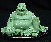 GREEN JADE SITTING BUDDHA (HJ038G)
THIS JADE BUDDHA IS MADE OF REAL JADE IN CHINA. IT IS 100 % NATURAL COLOR. WE ADOPTED THE BEST QUALITY OF JADE TO CARVE THIS BUDDHA. IN THE ANCIENT EAST, JADE REPRESENTS GOOD LUCK AND FORTUNE. SO THIS BUDDHA WILL BLESS YOU AND BRING YOU WITH GOOD LUCK AND PROSPERITY. 
SIZE: LENGTH: 10