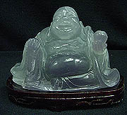 LAVENDER JADE BUDDHA (HJ038L)
THIS JADE BUDDHA IS MADE OF REAL LAVENDER JADE IN CHINA. LAVENDER JADE HAS BECOME VERY PRECIOUS SINCE IT HAS BEEN OVER-MINED AND IS RARE. IT IS 100 % NATURAL COLOR. WE ADOPTED THE BEST QUALITY OF JADE TO CARVE THIS BUDDHA. IN THE ANCIENT EAST, JADE REPRESENTS GOOD LUCK AND FORTUNE. SO THIS BUDDHA WILL BLESS YOU AND BRING YOU WITH GOOD LUCK AND PROSPERITY. 
SIZE: LENGTH: 8 in x HEIGHT: 8 in x WIDTH: 4 in.