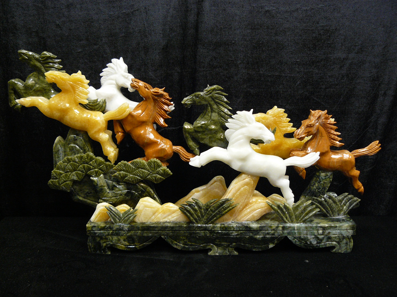 Jade Horses Carving Photo Image