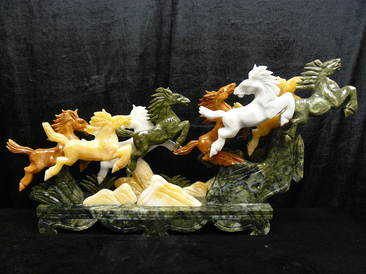 Jade Horses Carving Photo Image